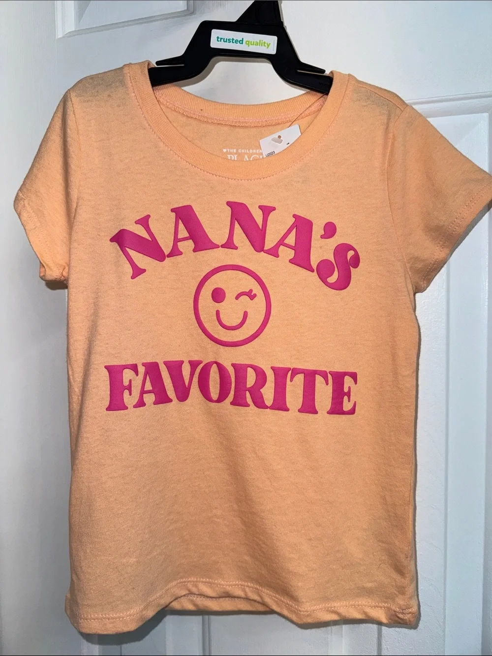The Children's Place Peach Short Sleeve Tee with Pink 'Nana's Favorite' Graphic